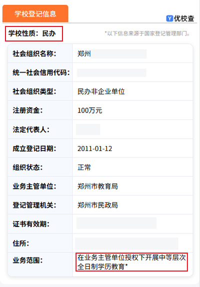 示例-民办中职学校注册信息