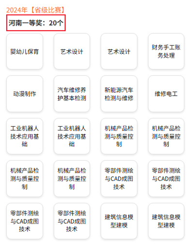 示例-中职学校在省级职校技能大赛的获奖明细